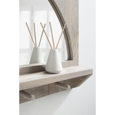 Andover White Mango Wood Arched Mirror with Hooks