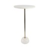 Marble Accent Table - Tall Round Side Table with Metallic Finish - Modern Glam End Table for Living Room, Bedroom, Home & Office - 25" White & Gold - 3 of 4