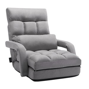 VEVOR Floor Chair, Floor Gaming Chair with 5 Adjustable Position and Back Support,Folding Sofa Chair with Armrest for Adults, Sofa Lounger Bed, Gray - 1 of 4