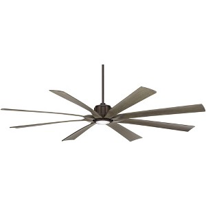 80" Possini Euro Design Defender Modern Indoor Outdoor Ceiling Fan with Dimmable LED Light Remote Oil Rubbed Bronze Oak Damp Rated for Patio Exterior - 1 of 4