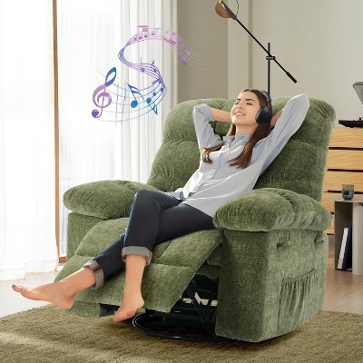 COZONY Adult Swivel Rocker Recliner Chair, Overstuffed Chenille Glider, Manual Tilt, Footrest, 360° Swivel, Living Room/Nursery