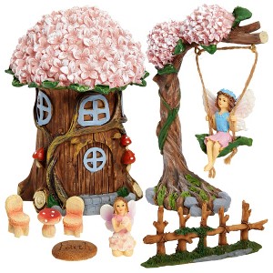 Juvale 8 Piece Miniature Fairy Garden Accessories Outdoor Decor Figurines Kit for Kids, Mini Whimsical Ornaments for Patio, House, Yard Supplies - 1 of 4