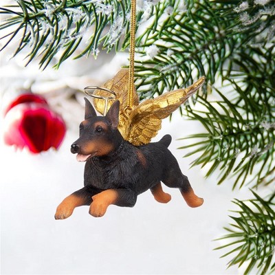 Black and Gold Resin Doberman Angel Christmas Ornament