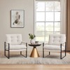 Art Leon Mid Century Modern Fabric Accent Chairs with Padded Armrest and Metal Frame - 3 of 4