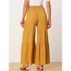 INSPIRE CHIC Women's Boho Elastic High Waist Tie Belt Ruffle Hem Wide Leg Palazzo Pants - 4 of 4