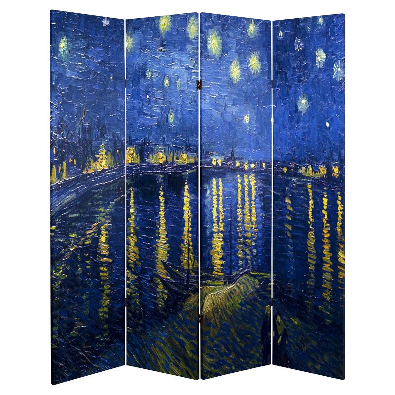 Van Gogh Fine Art Double Sided Room Divider Starry Night and Irises - Oriental Furniture, 4 of 6