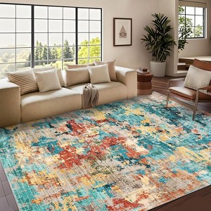 Hallway Runner Rug Washable Modern Abstract Area Rug Non Slip Floor Carpet, Low Pile Non Shedding Rug for Entryway, Kitchen - 1 of 4
