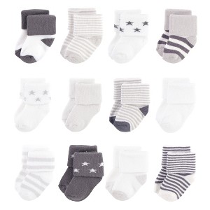 Touched by Nature Baby Organic Cotton Socks, Gray Charcoal Stars - 1 of 2