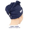 American Soft Linen 100% Cotton Hair Drying Towels for Women, 2 Pack Turkish Hair Towel Wrap, Head Towel Cap with Button, Hair Turban Towel - 3 of 4