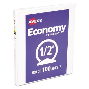 Avery Economy View Binder with Round Rings , 3 Rings, 0.5" Capacity, 11 x 8.5, White, (5706) - 1 of 4