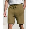 Men's Shorts with Pocket Casual Lounge Shorts Pants Summer Waffle Shorts Drawstring Elastic Waist Running Shorts - Olive Green S - 4 of 4