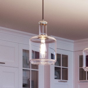 Urban Ambiance Luxury Luxe Industrial Pendant Light,  15.5"H x 9.45"W,  Brushed Nickel Finish, UHP3710 - 1 of 4