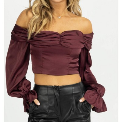 Women's SATIN OFF SHOULDER BLOUSE - Fore