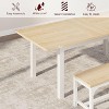 5-Piece Extendable Dining Table Set for 4-8 People with 2 Benches and 2 Square Stools – Mid-Century Kitchen Table - 3 of 4