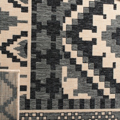 Gray and Beige Geometric Indoor/Outdoor Area Rug, 2' x 3'7"