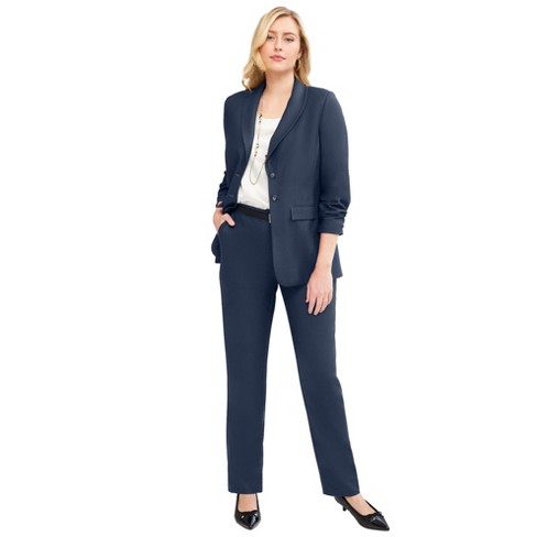 Jessica London Women's Plus Size Single-breasted Pantsuit, 12 W - Navy :  Target