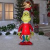 Grinch Christmas Airblown Inflatable Holding String of Stockings, 6.5 ft Tall, Red - 2 of 3