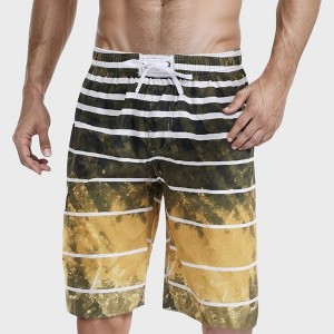 Anna-Kaci Swim Men's Striped Swim Trunks with Adjustable Waistband and Lightweight Quick-Dry Fabric for Active Comfort - 1 of 4