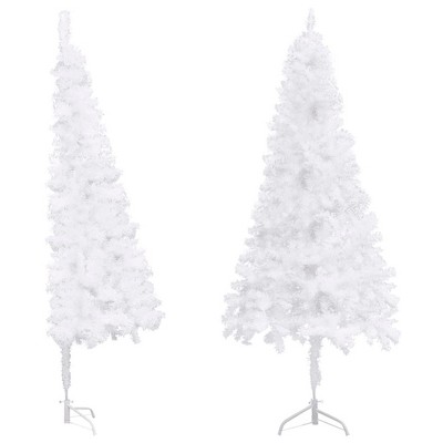 vidaXL Christmas Tree Decoration Corner Artificial Xmas Tree with Stand PVC - White 6 x 2 ft