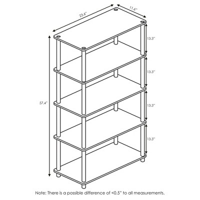 Laminated Black & Light Cherry 5-Tier Round Tube Shelf