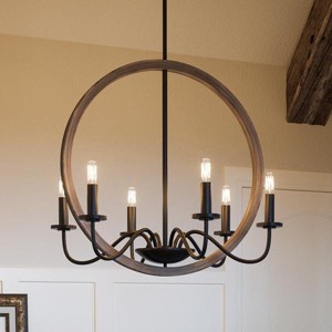 Urban Ambiance Luxury Modern Farmhouse Chandelier,  24-3/4"H x 22"W,  Olde Bronze Finish, UHP2374 - 1 of 4