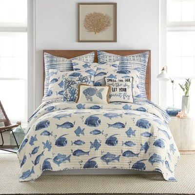 King Pillow Shams Blue Levtex Home, Coastal King Size Bedding Sets