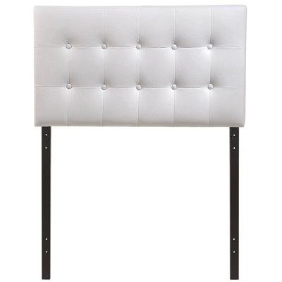White Tufted Faux Leather Upholstered Twin Headboard