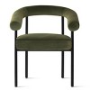 Modern Dining Chair Set Of 2,Boasting Curved Frame Armrest Dining Chair,Velvet Upholstered For Dining Room,Living Room,Farmhouse-Tanpinhause - 3 of 4
