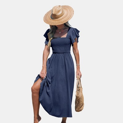 Women's Smocked Ruffled Sleeve Dress - Cupshe