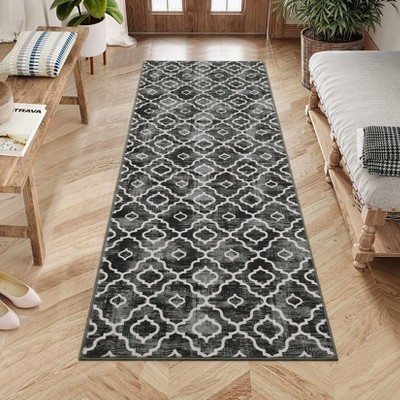 Machine Washable Vintage Floral Printed Area Rug Ultra Thin Non Slip Low Pile Stain Resistant Non Shedding Pet Friendly Floor Rug