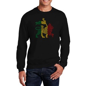 LA Pop Art Men's Word Art Crewneck Sweatshirt - Rasta Lion - One Love - 1 of 4