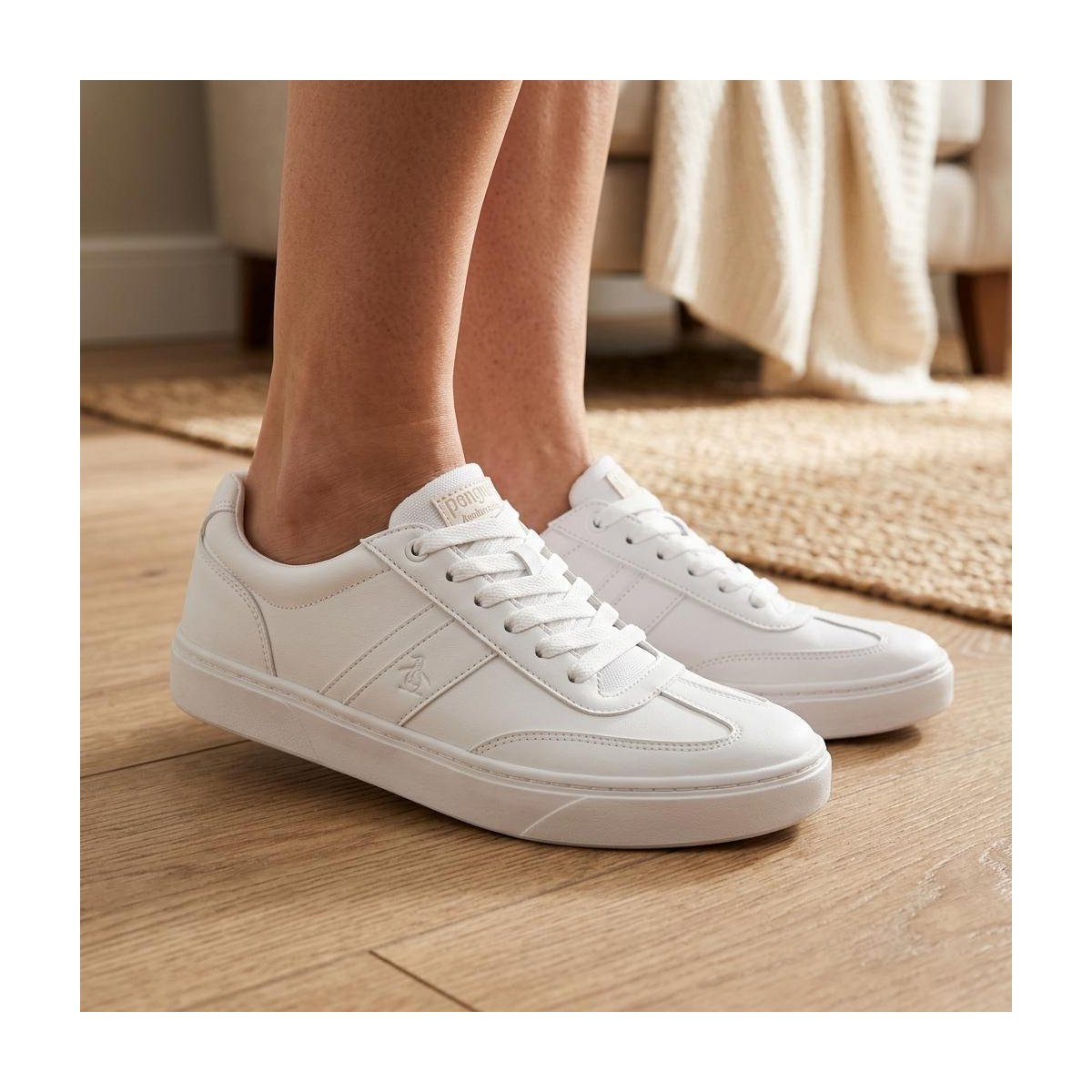 Мужские Penguin Men's Lace Up Casual Sneakers, White, Size: 10 — фото 8