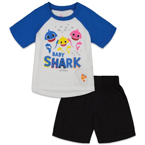 Pinkfong Baby Shark Little Boys T-shirt Shorts White / Black (singing ...