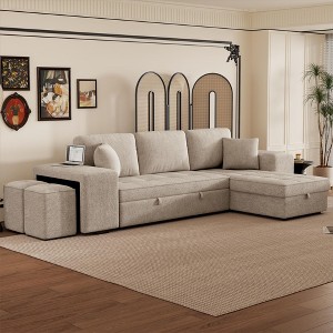 NicBex Sectional Sofa with Storage Chaise & 2 Stools L Shaped Modular Sofa for Living Room & Apartment - 1 of 4