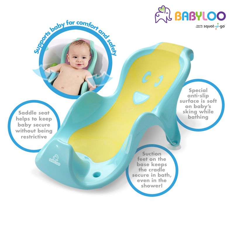 Babyloo Smilee No Slip Infant Child Baby Bathtub Bathing and Washing Cradle w/ Suction Cups fits Most Standard Tubs, Showers, & Babyloo Bathtubs, Blue, 4 of 6