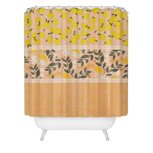 Deny Designs Blush Lemons Shower Curtain Beige : Microfiber, Machine Washable, Non-slip Backing ...