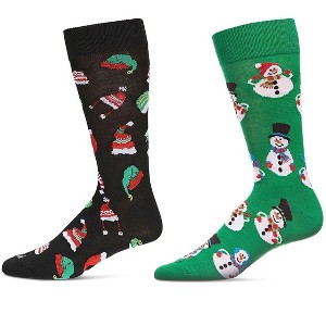 MeMoi Men's 2 Pair Pack Novelty Christmas Holiday Crew Socks - 1 of 4