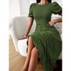 Womens Summer Puff Short Sleeve Maxi Dress Square Neck Smocked Tiered Ruffle A Line Long Flowy Beach Dresses - 4 of 4