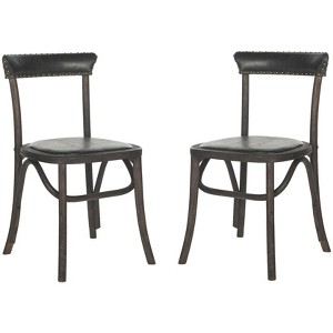 Kenny 19" H Side Chair With Nail Head Trim (Set of 2) - MCR4688 - Antique Black - Safavieh Couture - 1 of 4
