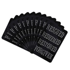 Dicksons Rescued Redeemed Restored Forgiven, Black/White 3.8 x 2.5 Inch Laminated Cardstock Pocket Card Bookmark; Pack of 12 - 1 of 3