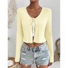 Womens Tie Front Sweater Cardigan Long Sleeve Rib Knit Shrug for Dress Sweaters Crop Tops Womens Soft Cardigan - 3 of 4