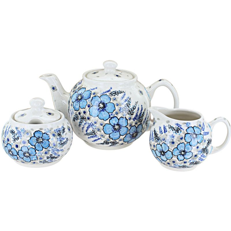 Blue Rose Polish Pottery 5960 Zaklady 3 PC Tea Set, 1 of 2