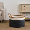 SEVOBAL Laundry Bags and Baskets Cotton Soft and Spacious Storage, Neutral Round Basket for Dirty Clothes in Home Organization, Black, 21.7"*3.2"*13" - 2 of 4