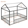 Full-Size Metal Bed Frame Designed as a House with Surrounding Fence - 4 of 4