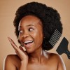 Unique Bargains Metal African Hair Picks Comb 5.83"x2.83" Black 1 Pc - 2 of 4