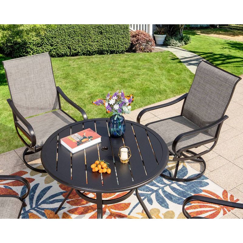 5pc Patio Dining Set with Round Table &#38; Steel Swivel Chairs - Captiva Designs, 4 of 14