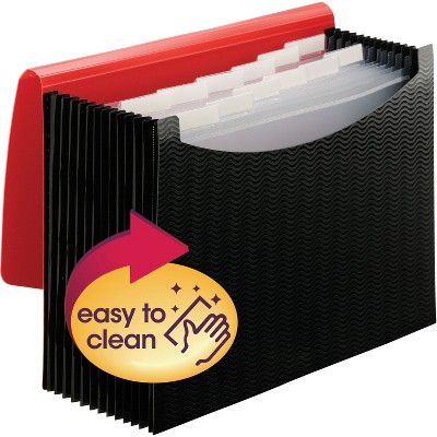 Smead Poly Frequency Expanding File 12 Pockets Black/Red Flap 70866
