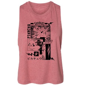 Women's Pokémon Pikachu Manga Graphic Racerback Tank - Heather Mauve - Small - 1 of 3