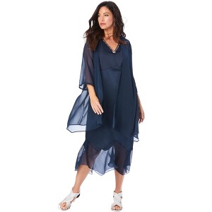 Roaman's Women's Plus Size Embellished Jacket Dress - 1 of 4