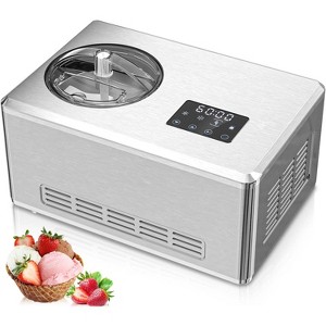 ZAFRO 1.9 Quarts Electric Ice Cream Maker with Compressor and Touch Screen, Homemade Ice Cream Maker for Kids, with LCD Display, 4 Modes , Silver - 1 of 4